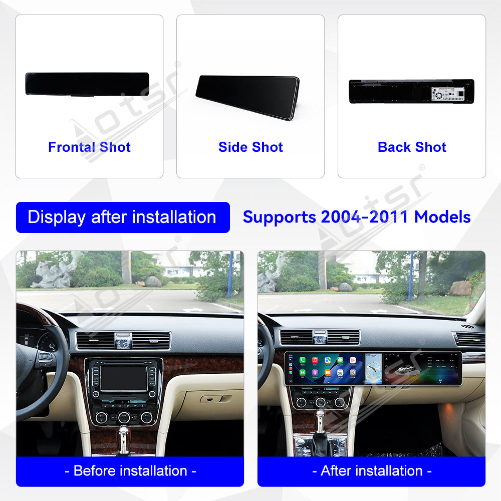 Aotsr Dual 12.3 inch Car Radio for Volkswagen Passat B7/Lingyu 2004-2011 with 7870 Octa Core Chip Ultra HD 2400*900 Touch Screen Wireless CarPlay Bluetooth 5.0 GPS Navigation 4G Network OEM Upgrade Multimedia System