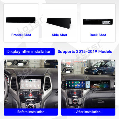 Aotsr Dual 12.3 inch Car Radio for Ssang Yong Tivoli Matte Black 2015-2019 with 7870 Octa Core Chip, Ultra HD 2400*900 Touch Screen, Wireless CarPlay, Bluetooth 5.0, GPS Navigation, 4G Network, OEM Upgrade Multimedia System