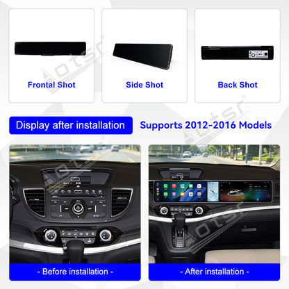 Aotsr Dual 12.3 inch Car Radio for Honda CR-V 2012-2016 with 7870 Octa Core Chip, Ultra HD 2400*900 Touch Screen, Wireless CarPlay, Bluetooth 5.0, GPS Navigation, 4G Network, OEM Upgrade Multimedia System