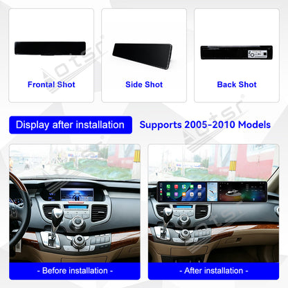 Aotsr Dual 12.3 inch Car Radio for Honda Odyssey 2005-2010 with 7870 Octa Core Chip, Ultra HD 2400*900 Touch Screen, Wireless CarPlay, Bluetooth 5.0, GPS Navigation, 4G Network, OEM Upgrade Multimedia System