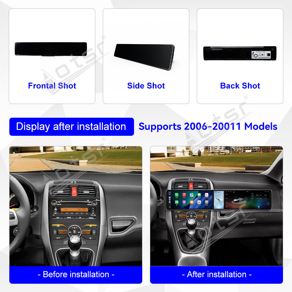 Aotsr Dual 12.3 inch Car Radio for Toyota Auris 2006-2011 with 7870 Octa Core Chip Ultra HD 2400*900 Touch Screen Wireless CarPlay Bluetooth 5.0 GPS Navigation