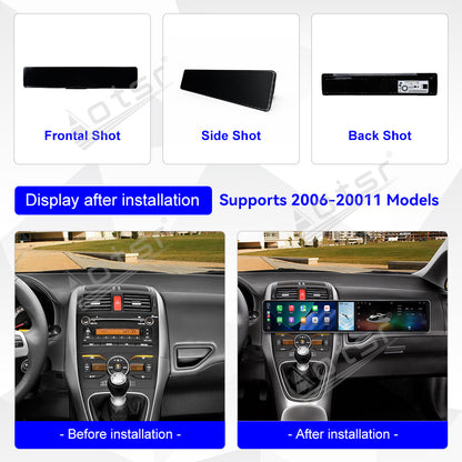 Aotsr Dual 12.3 inch Car Radio for Toyota Auris 2006-2011 with 7870 Octa Core Chip Ultra HD 2400*900 Touch Screen Wireless CarPlay Bluetooth 5.0 GPS Navigation
