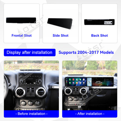 Aotsr Dual 12.3 inch Car Radio For Jeep Wrangler Unlimited 2004-2017 with 7870 Octa Core Chip Ultra HD 2400*900 Touch Screen Wireless CarPlay Bluetooth 5.0 GPS Navigation