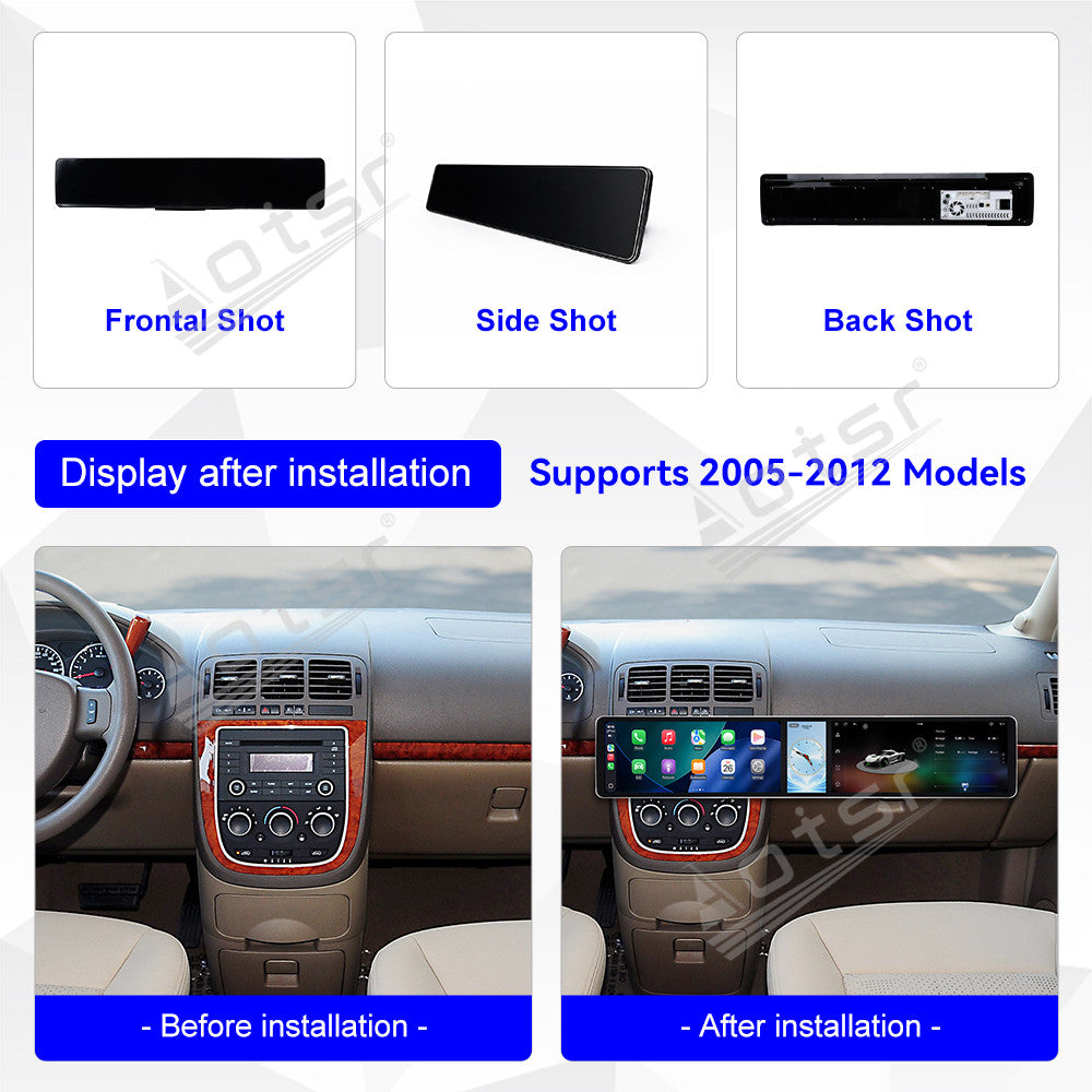 Aotsr Dual 12.3 inch Car Radio for Buick GL8 2005-2012 with 7870 Octa Core Chip Ultra HD 2400*900 Touch Screen Wireless CarPlay Bluetooth 5.0 GPS Navigation 4G Network OEM Upgrade Multimedia System