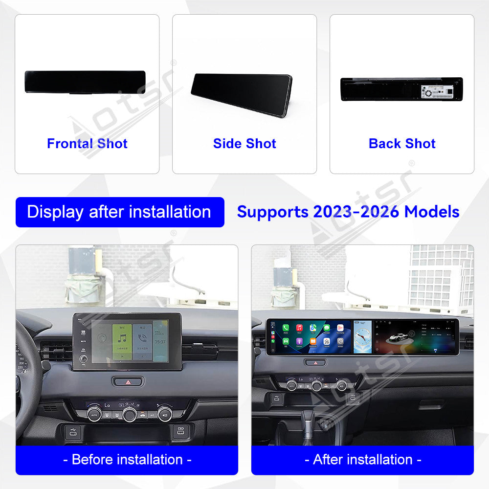 Aotsr Dual 12.3 inch Car Radio for Honda XR-V 2023-2026 with 7870 Octa Core Chip, Ultra HD 2400*900 Touch Screen, Wireless CarPlay, Bluetooth 5.0, GPS Navigation, 4G Network, OEM Upgrade Multimedia System