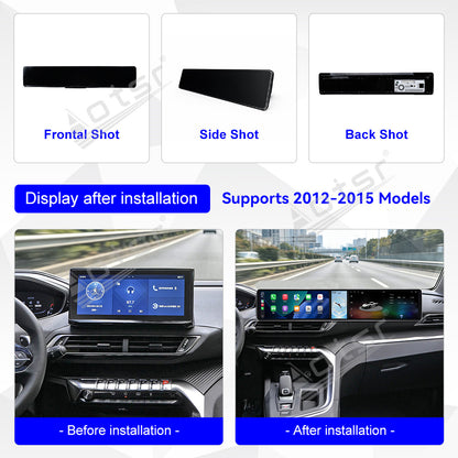 Aotsr Dual 12.3 inch Car Radio for Peugeot 4008/5008 2017-2021 with 7870 Octa Core Chip Ultra HD 2400*900 Touch Screen Wireless CarPlay Bluetooth 5.0 GPS Navigation 4G Network OEM Upgrade Multimedia System