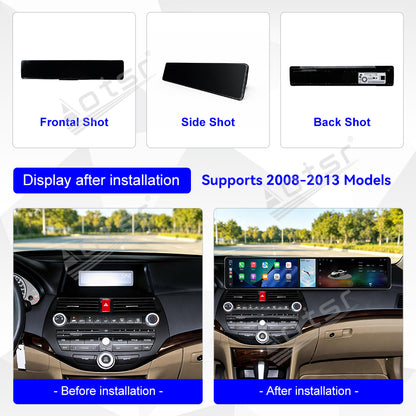 Aotsr Dual 12.3 inch Car Radio for Honda Accord 8th/Crosstour 2008-2013 with 7870 Octa Core Chip, Ultra HD 2400*900 Touch Screen, Wireless CarPlay, Bluetooth 5.0, GPS Navigation, 4G Network, OEM Upgrade Multimedia System