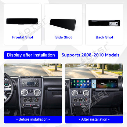 Aotsr Dual 12.3 inch Car Radio For Jeep Wrangler 2008-2010 with 7870 Octa Core Chip Ultra HD 2400*900 Touch Screen Wireless CarPlay Bluetooth 5.0 GPS Navigation