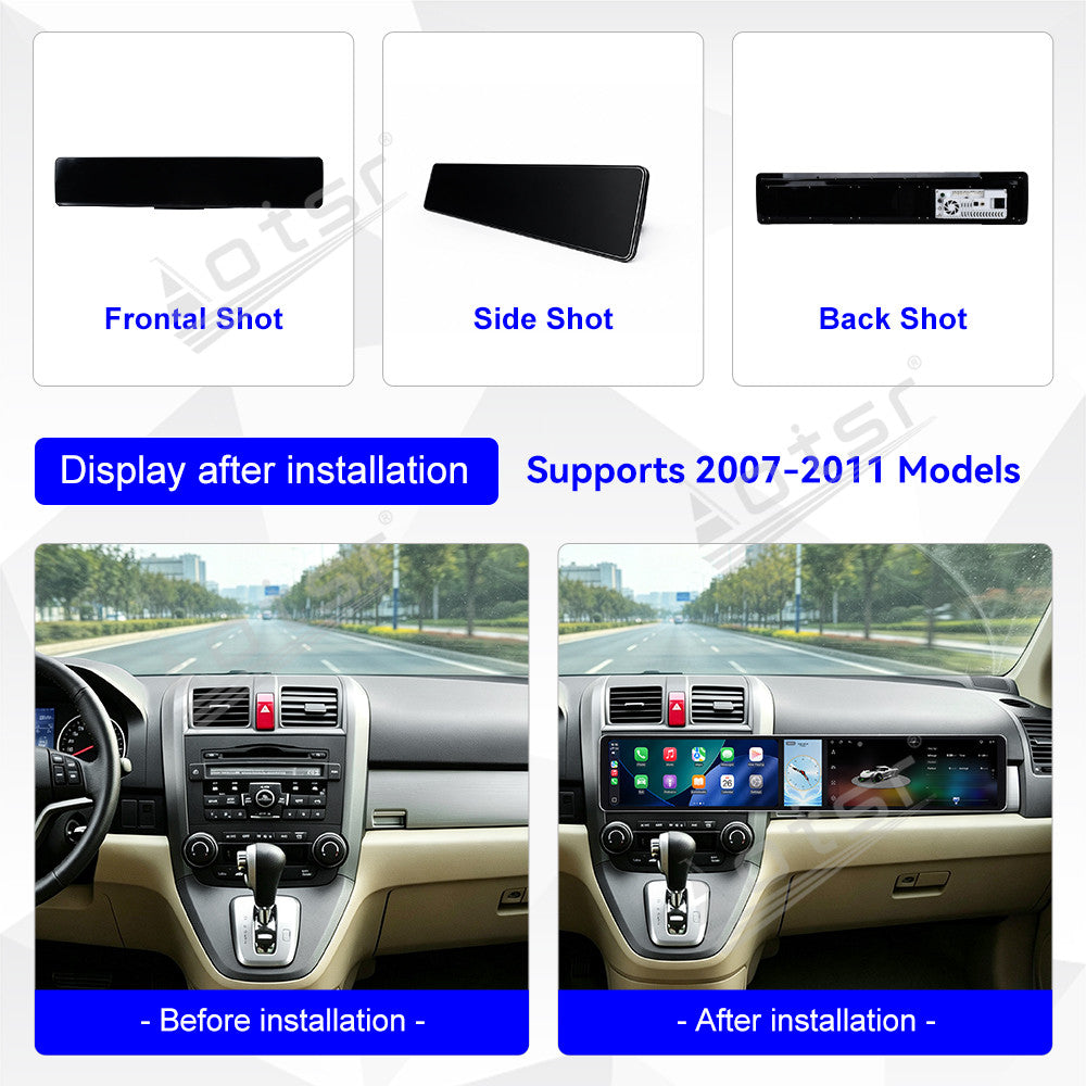Aotsr Dual 12.3 inch Car Radio for Honda CR-V 2007-2011 with 7870 Octa Core Chip, Ultra HD 2400*900 Touch Screen, Wireless CarPlay, Bluetooth 5.0, GPS Navigation, 4G Network, OEM Upgrade Multimedia System