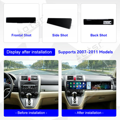 Aotsr Dual 12.3 inch Car Radio for Honda CR-V 2007-2011 with 7870 Octa Core Chip, Ultra HD 2400*900 Touch Screen, Wireless CarPlay, Bluetooth 5.0, GPS Navigation, 4G Network, OEM Upgrade Multimedia System