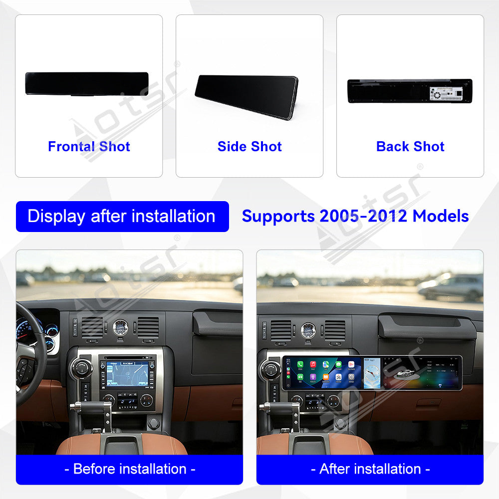 Aotsr Dual 12.3 inch Car Radio For Hummer H2 2005-2012 with 7870 Octa Core Chip Ultra HD 2400*900 Touch Screen Wireless CarPlay Bluetooth 5.0 GPS Navigation