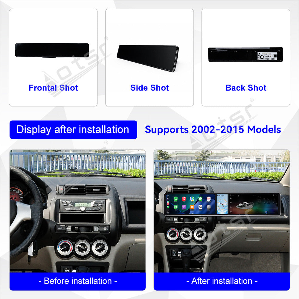 Aotsr Dual 12.3 inch Car Radio for Honda Fit/City/EVERUS S1 2002-2015 with 7870 Octa Core Chip, Ultra HD 2400*900 Touch Screen, Wireless CarPlay, Bluetooth 5.0, GPS Navigation, 4G Network, OEM Upgrade Multimedia System