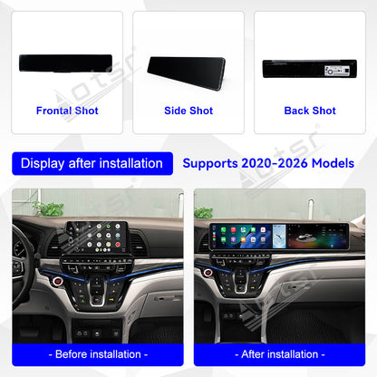 Aotsr Dual 12.3 inch Car Radio for Honda Odyssey 2020-2026 with 7870 Octa Core Chip, Ultra HD 2400*900 Touch Screen, Wireless CarPlay, Bluetooth 5.0, GPS Navigation, 4G Network, OEM Upgrade Multimedia System