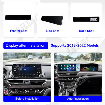 Aotsr Dual 12.3 inch Car Radio for Honda Accord/Inspire 2018-2022 with 7870 Octa Core Chip, Ultra HD 2400*900 Touch Screen, Wireless CarPlay, Bluetooth 5.0, GPS Navigation, 4G Network, OEM Upgrade Multimedia System