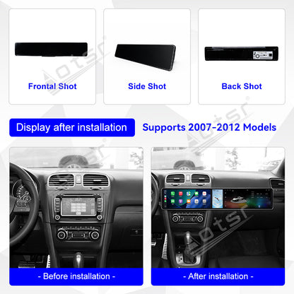 Aotsr Dual 12.3 inch Car Radio for Volkswagen Golf Mk6 2007-2012 with 7870 Octa Core Chip Ultra HD 2400*900 Touch Screen Wireless CarPlay Bluetooth 5.0 GPS Navigation 4G Network OEM Upgrade Multimedia System