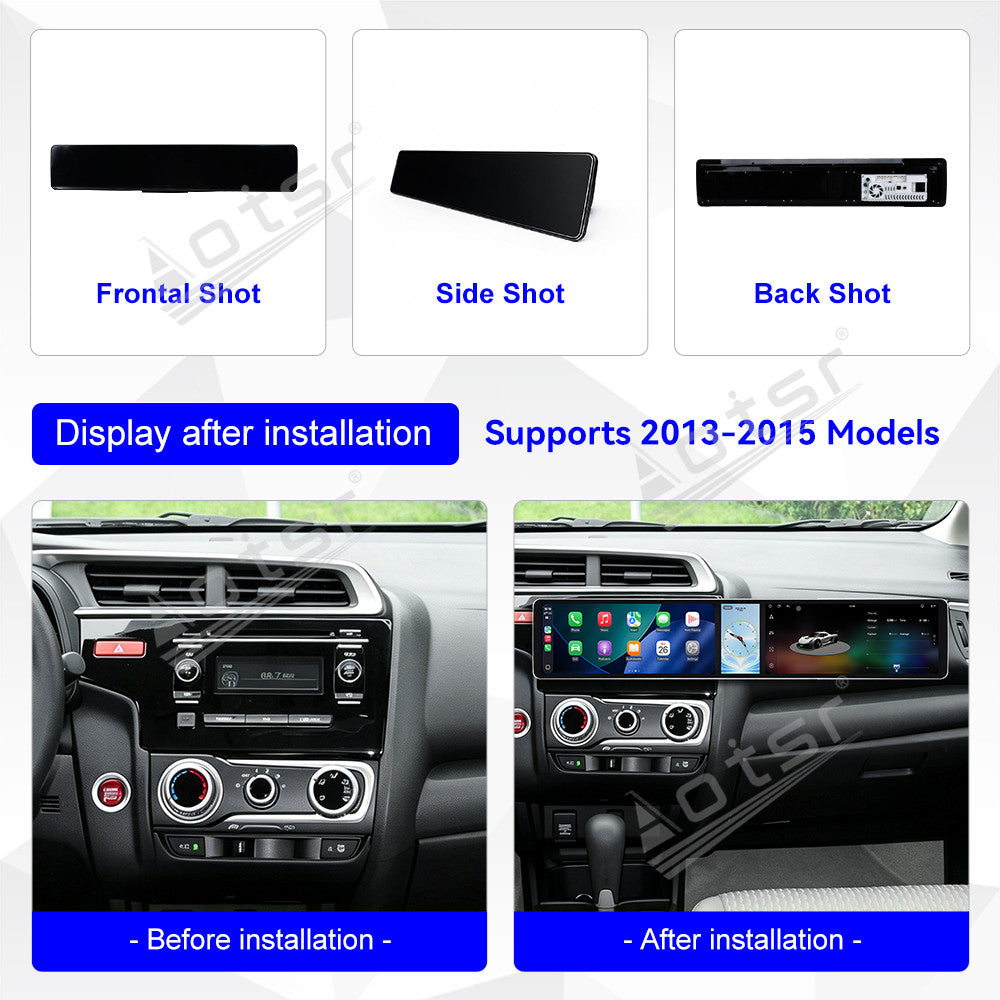 Aotsr Dual 12.3 inch Car Radio for Honda Jazz 2013-2015 with 7870 Octa Core Chip, Ultra HD 2400*900 Touch Screen, Wireless CarPlay, Bluetooth 5.0, GPS Navigation, 4G Network, OEM Upgrade Multimedia System
