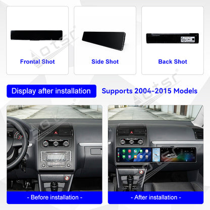 Aotsr Dual 12.3 inch Car Radio for Volkswagen Touran 2004-2015 with 7870 Octa Core Chip Ultra HD 2400*900 Touch Screen Wireless CarPlay Bluetooth 5.0 GPS Navigation 4G Network OEM Upgrade Multimedia System