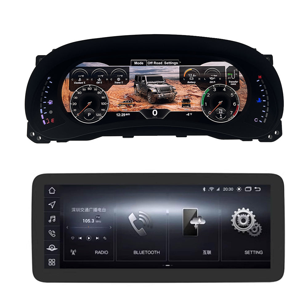 Tesla Screen  For Jeep wrangler JL 2018-2021 Android 13.0 Car Radio Plus LCD Digital Cluster Player GPS Navi Auto Stereo Multimedia Video DSP Carplay 4G SIM