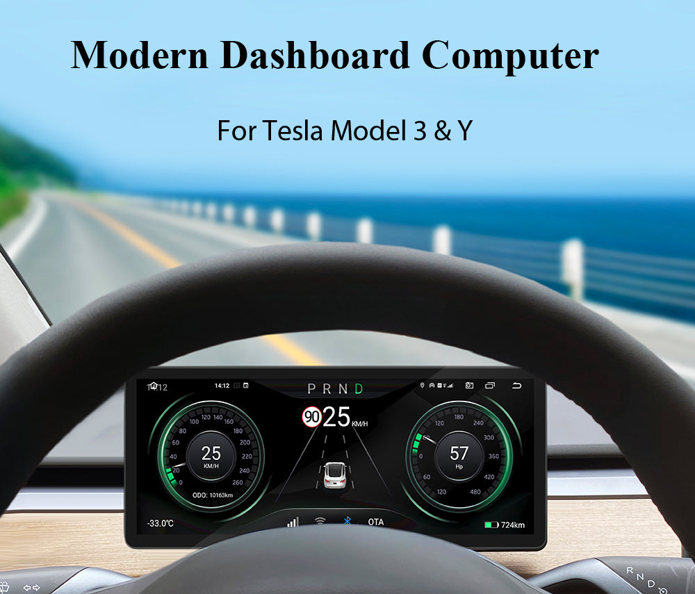 Aotsr  Screen For Tesla Model 3 &Y LCD Digital Cluster   Virtual Cockpit Speedometer Dashboard LCD Screen Instrument Panel Part