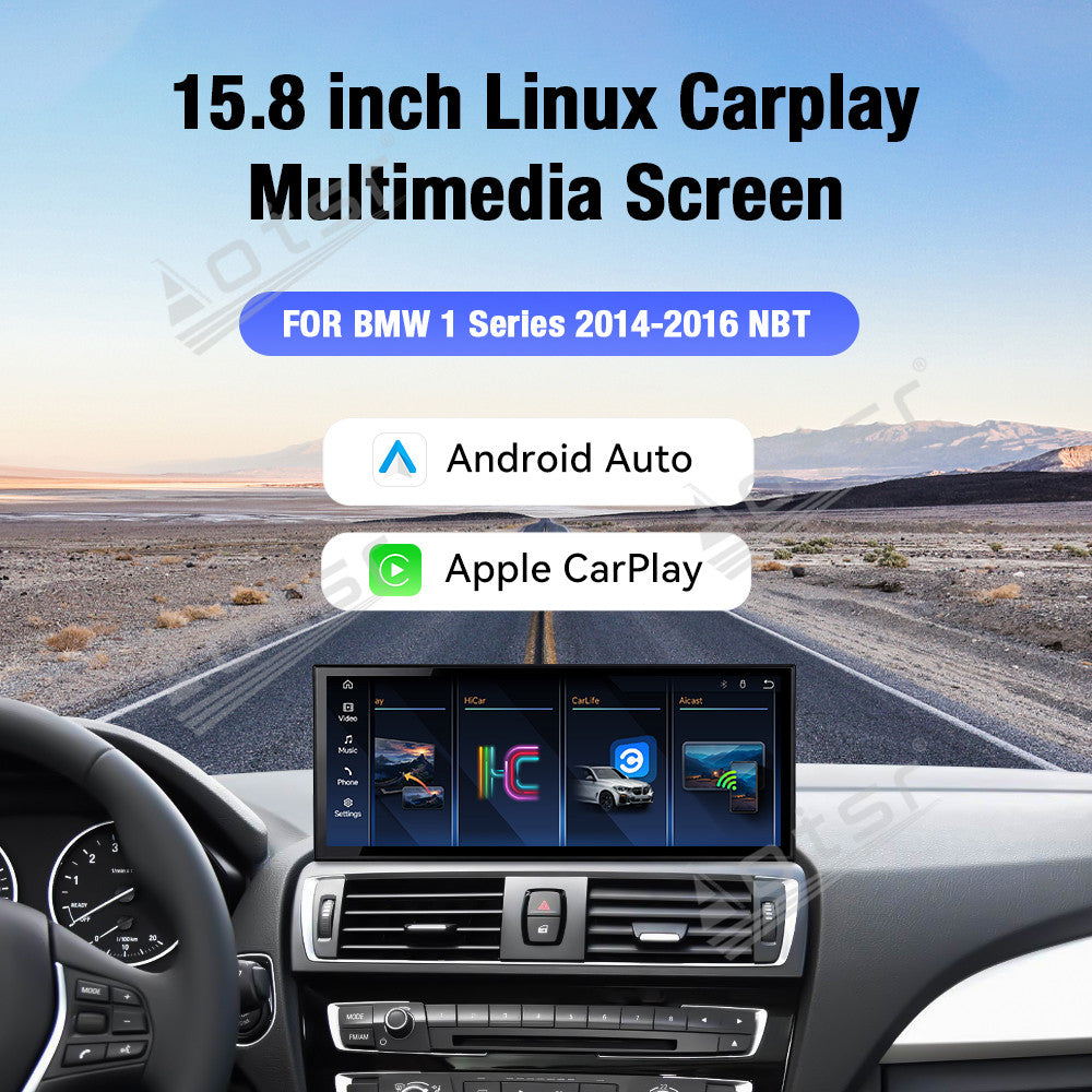 Aotsr 15.8 inch Linux Carplay Screen For BMW 1 Series 2014-2016 NBT IPS Touch Stereo Unit Multi Storage 4G DSP BT5.0 GPS