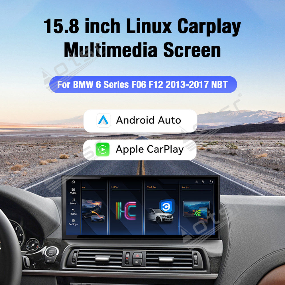 Aotsr 15.8 inch Linux Carplay Screen for BMW 6 Series F06 F12 2013-2017 NBT IPS Touch Stereo Unit Multi Storage 4G DSP BT5.0 GPS
