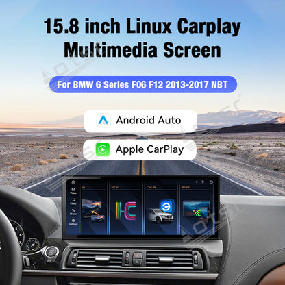 Aotsr 15.8 inch Linux Carplay Screen for BMW 6 Series F06 F12 2013-2017 NBT IPS Touch Stereo Unit Multi Storage 4G DSP BT5.0 GPS