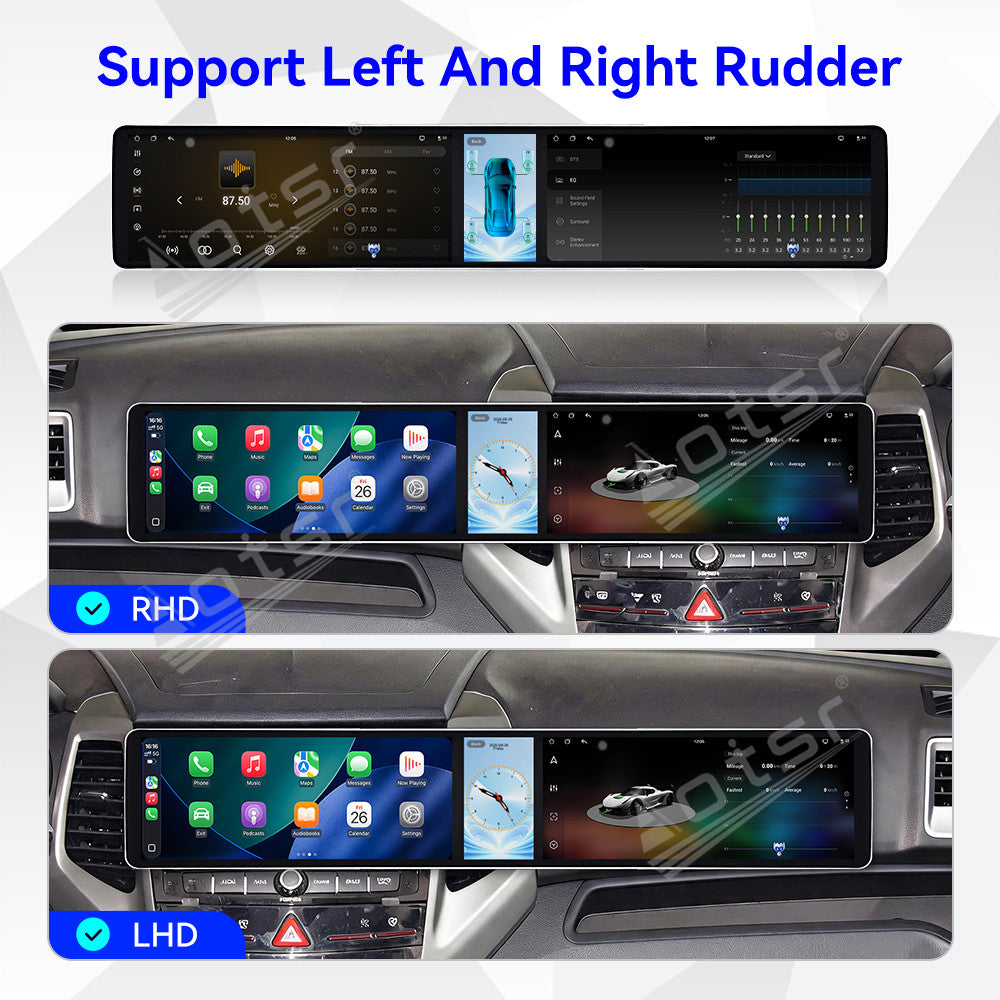 Aotsr Dual 12.3 inch Car Radio for Ssang Yong Tivoli Matte Black 2015-2019 with 7870 Octa Core Chip, Ultra HD 2400*900 Touch Screen, Wireless CarPlay, Bluetooth 5.0, GPS Navigation, 4G Network, OEM Upgrade Multimedia System