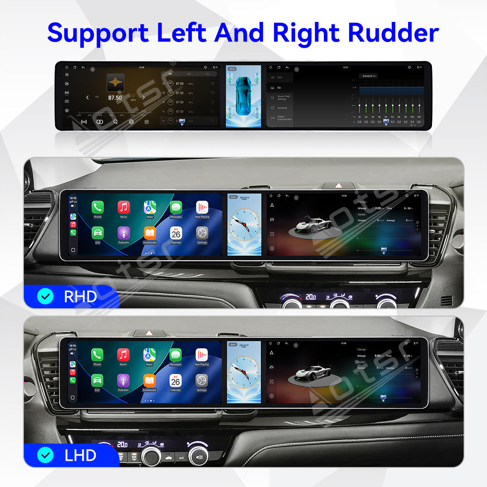 Aotsr Dual 12.3 inch Car Radio for Honda City 2020-2026 with 7870 Octa Core Chip, Ultra HD 2400*900 Touch Screen, Wireless CarPlay, Bluetooth 5.0, GPS Navigation, 4G Network, OEM Upgrade Multimedia System