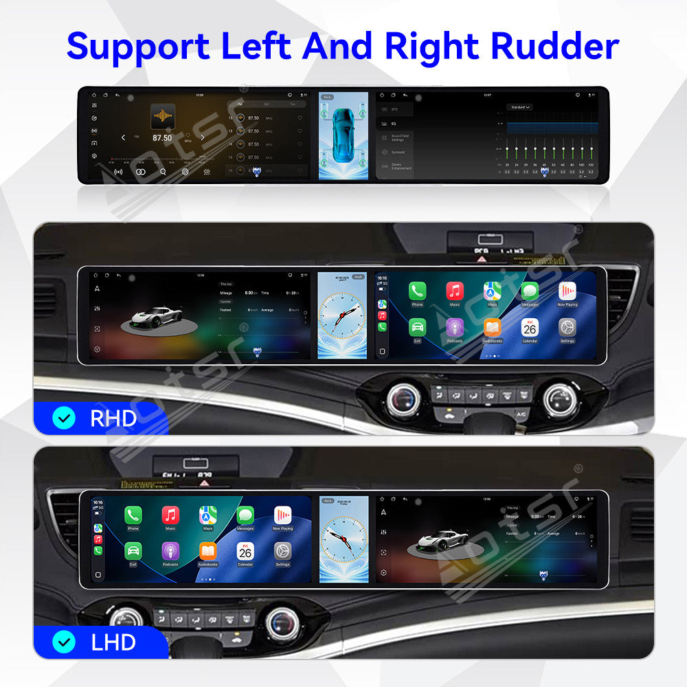 Aotsr Dual 12.3 inch Car Radio for Honda CR-V 2012-2016 with 7870 Octa Core Chip, Ultra HD 2400*900 Touch Screen, Wireless CarPlay, Bluetooth 5.0, GPS Navigation, 4G Network, OEM Upgrade Multimedia System