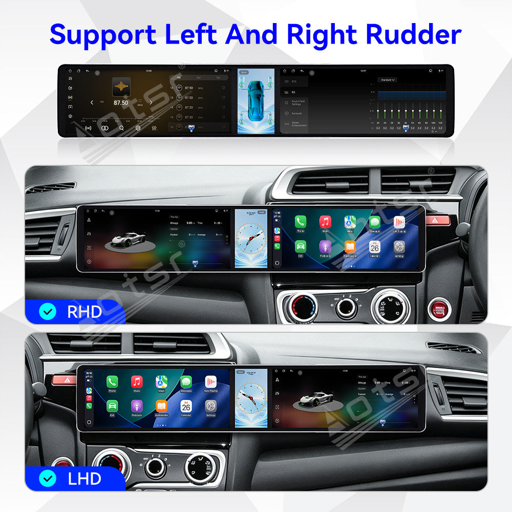Aotsr Dual 12.3 inch Car Radio for Honda Jazz 2013-2015 with 7870 Octa Core Chip, Ultra HD 2400*900 Touch Screen, Wireless CarPlay, Bluetooth 5.0, GPS Navigation, 4G Network, OEM Upgrade Multimedia System