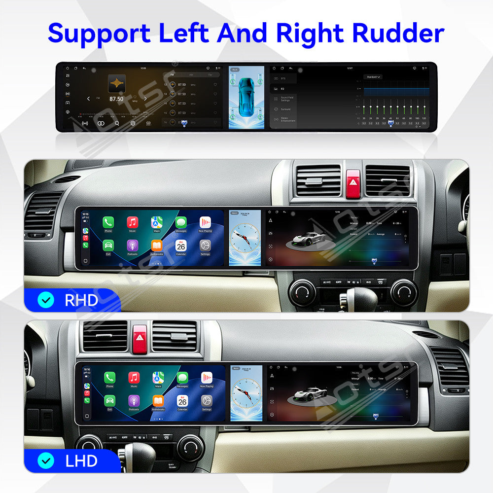 Aotsr Dual 12.3 inch Car Radio for Honda CR-V 2007-2011 with 7870 Octa Core Chip, Ultra HD 2400*900 Touch Screen, Wireless CarPlay, Bluetooth 5.0, GPS Navigation, 4G Network, OEM Upgrade Multimedia System