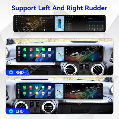 Aotsr Dual 12.3 inch Car Radio For Jeep Wrangler Unlimited 2004-2017 with 7870 Octa Core Chip Ultra HD 2400*900 Touch Screen Wireless CarPlay Bluetooth 5.0 GPS Navigation