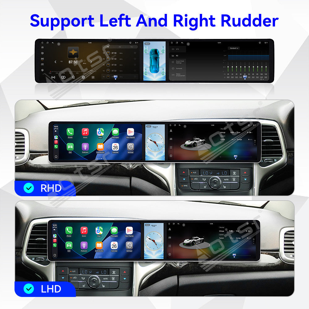 Aotsr Dual 12.3 inch Car Radio For Jeep Grand Cherokee 2008-2012 with 7870 Octa Core Chip Ultra HD 2400*900 Touch Screen Wireless CarPlay Bluetooth 5.0 GPS Navigation