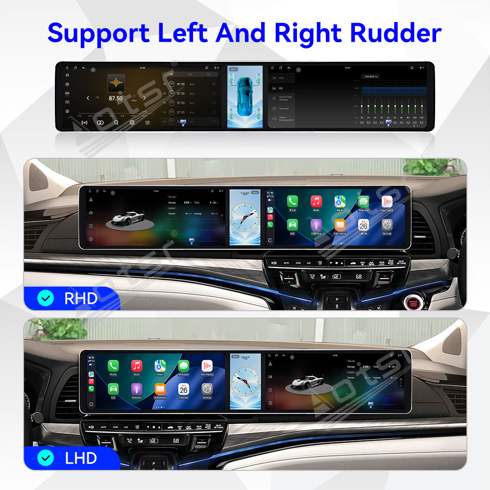 Aotsr Dual 12.3 inch Car Radio for Honda Odyssey 2020-2026 with 7870 Octa Core Chip, Ultra HD 2400*900 Touch Screen, Wireless CarPlay, Bluetooth 5.0, GPS Navigation, 4G Network, OEM Upgrade Multimedia System