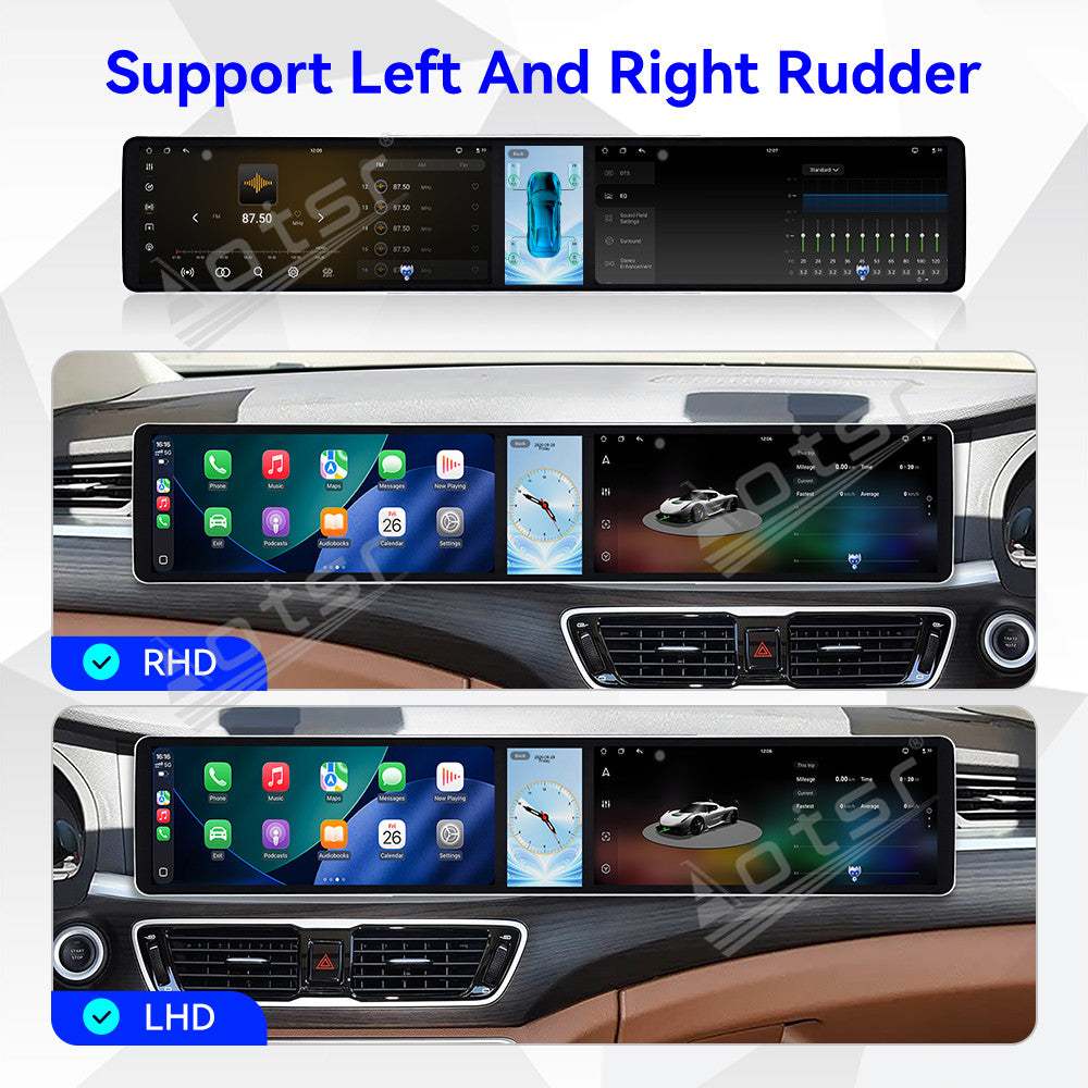 Aotsr Dual 12.3 inch Car Radio For Geely Borui 2017-2018 with 7870 Octa Core Chip Ultra HD 2400*900 Touch Screen Wireless CarPlay Bluetooth 5.0 GPS Navigation