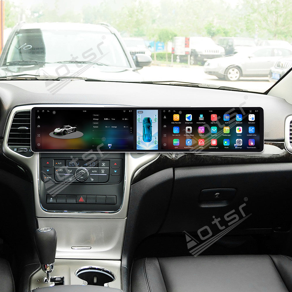 Aotsr Dual 12.3 inch Car Radio For Jeep Grand Cherokee 2008-2012 with 7870 Octa Core Chip Ultra HD 2400*900 Touch Screen Wireless CarPlay Bluetooth 5.0 GPS Navigation