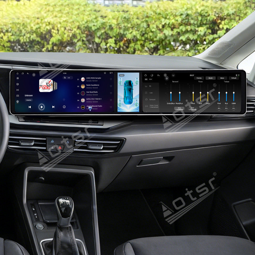 Aotsr Dual 12.3 inch Car Radio for Volkswagen Caddy 2019-2024 with 7870 Octa Core Chip Ultra HD 2400*900 Touch Screen Wireless CarPlay Bluetooth 5.0 GPS Navigation 4G Network OEM Upgrade Multimedia System