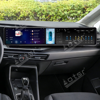 Aotsr Dual 12.3 inch Car Radio for Volkswagen Caddy 2019-2024 with 7870 Octa Core Chip Ultra HD 2400*900 Touch Screen Wireless CarPlay Bluetooth 5.0 GPS Navigation 4G Network OEM Upgrade Multimedia System