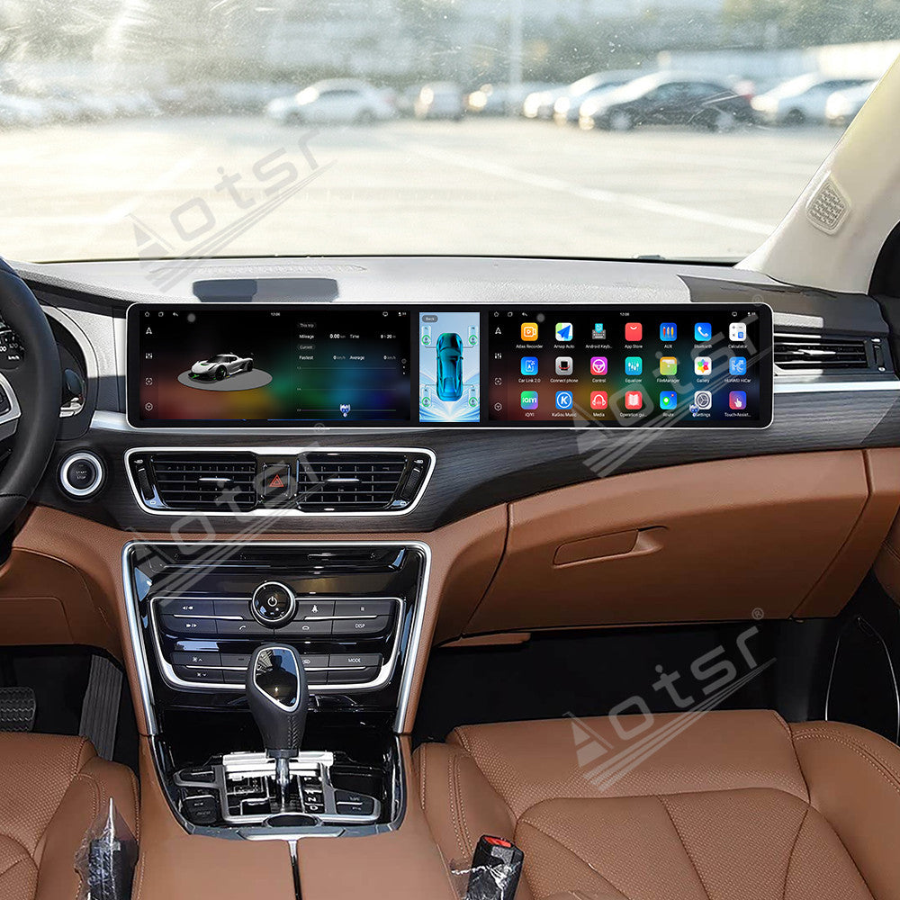 Aotsr Dual 12.3 inch Car Radio For Geely Borui 2017-2018 with 7870 Octa Core Chip Ultra HD 2400*900 Touch Screen Wireless CarPlay Bluetooth 5.0 GPS Navigation