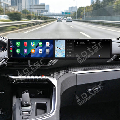 Aotsr Dual 12.3 inch Car Radio for Peugeot 4008/5008 2017-2021 with 7870 Octa Core Chip Ultra HD 2400*900 Touch Screen Wireless CarPlay Bluetooth 5.0 GPS Navigation 4G Network OEM Upgrade Multimedia System