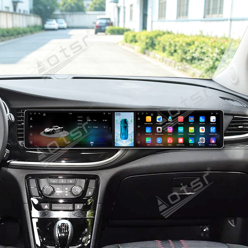 Aotsr Dual 12.3 inch Car Radio for Buick Encore 2016-2018 with 7870 Octa Core Chip Ultra HD 2400*900 Touch Screen Wireless CarPlay Bluetooth 5.0 GPS Navigation 4G Network OEM Upgrade Multimedia System
