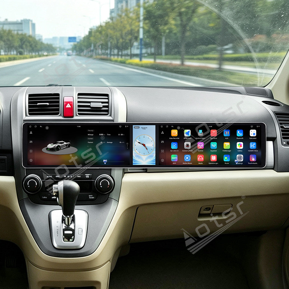 Aotsr Dual 12.3 inch Car Radio for Honda CR-V 2007-2011 with 7870 Octa Core Chip, Ultra HD 2400*900 Touch Screen, Wireless CarPlay, Bluetooth 5.0, GPS Navigation, 4G Network, OEM Upgrade Multimedia System