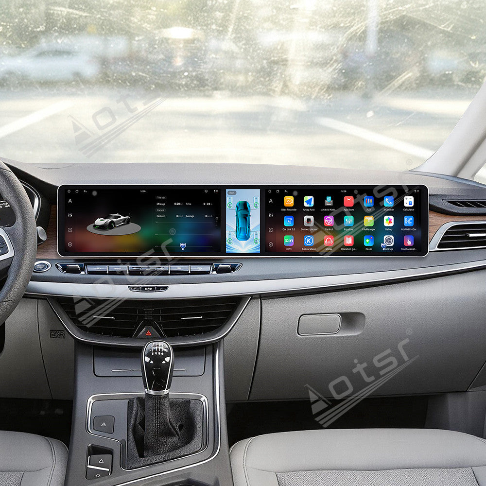 Aotsr Dual 12.3 inch Car Radio For Geely Jiaji/Maple 80V 2017-2022 with 7870 Octa Core Chip Ultra HD 2400*900 Touch Screen Wireless CarPlay Bluetooth 5.0 GPS Navigation