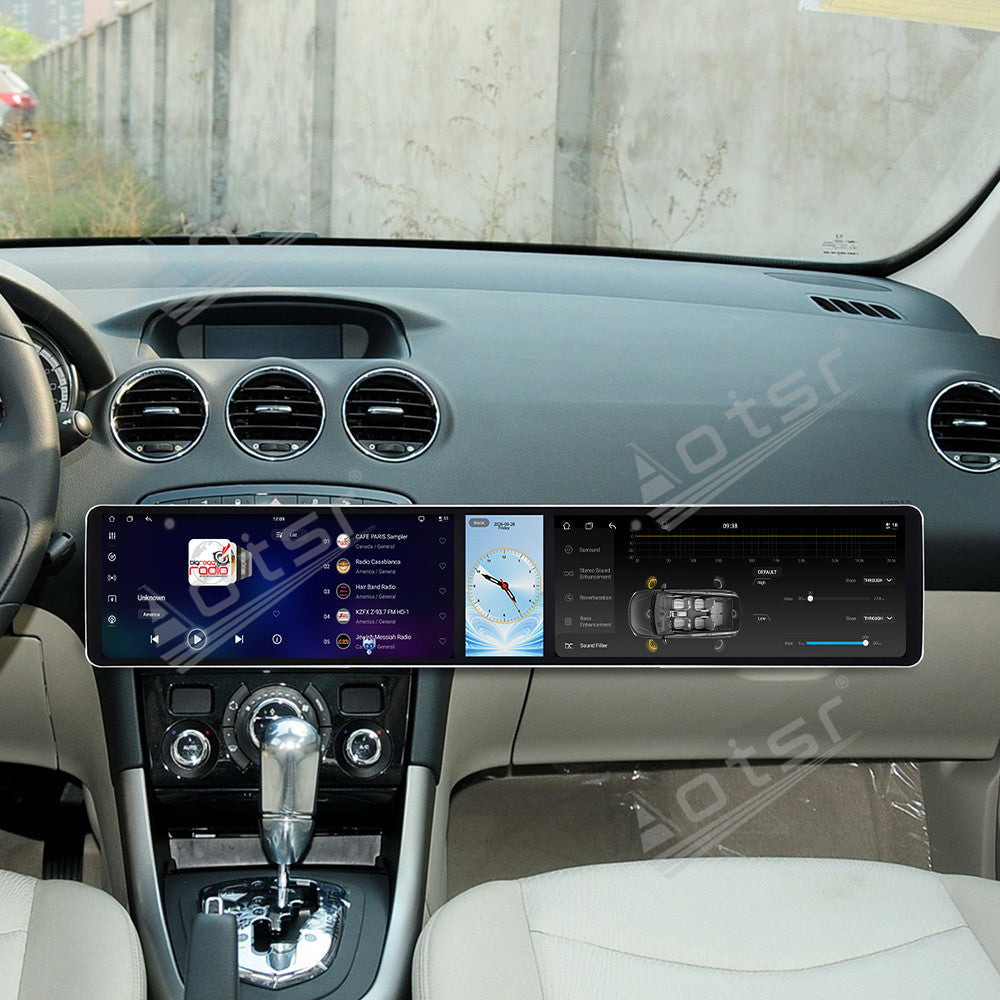 Aotsr Dual 12.3 inch Car Radio for Peugeot 408 2010-2013 with 7870 Octa Core Chip Ultra HD 2400*900 Touch Screen Wireless CarPlay Bluetooth 5.0 GPS Navigation 4G Network OEM Upgrade Multimedia System