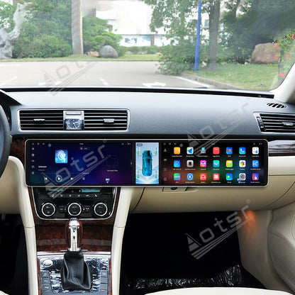 Aotsr Dual 12.3 inch Car Radio for Volkswagen Passat B7/Lingyu 2004-2011 with 7870 Octa Core Chip Ultra HD 2400*900 Touch Screen Wireless CarPlay Bluetooth 5.0 GPS Navigation 4G Network OEM Upgrade Multimedia System