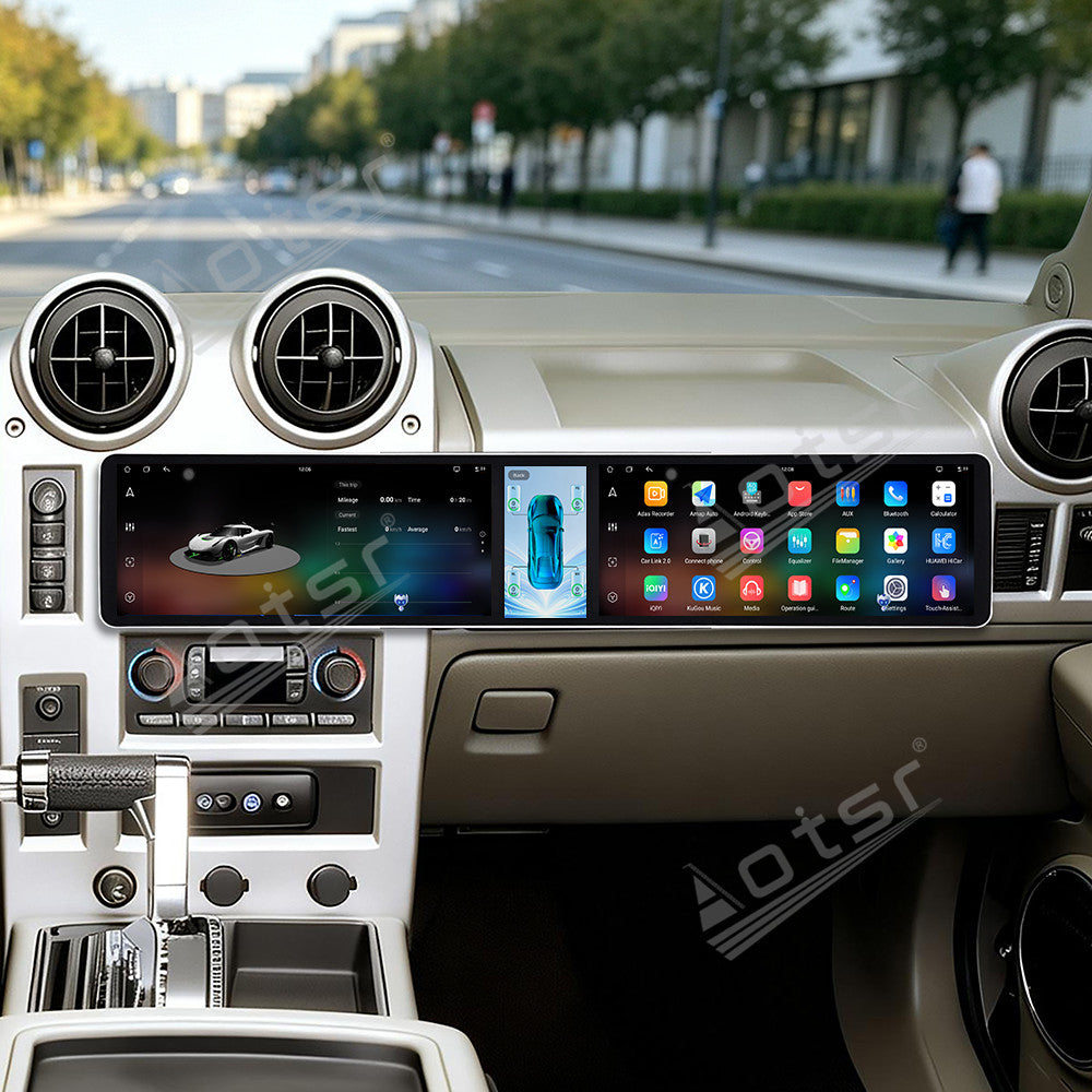 Aotsr Dual 12.3 inch Car Radio For Hummer H2 2002-2007 with 7870 Octa Core Chip Ultra HD 2400*900 Touch Screen Wireless CarPlay Bluetooth 5.0 GPS Navigation