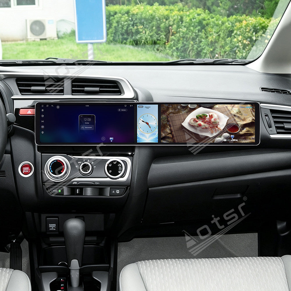 Aotsr Dual 12.3 inch Car Radio for Honda Jazz 2013-2015 with 7870 Octa Core Chip, Ultra HD 2400*900 Touch Screen, Wireless CarPlay, Bluetooth 5.0, GPS Navigation, 4G Network, OEM Upgrade Multimedia System