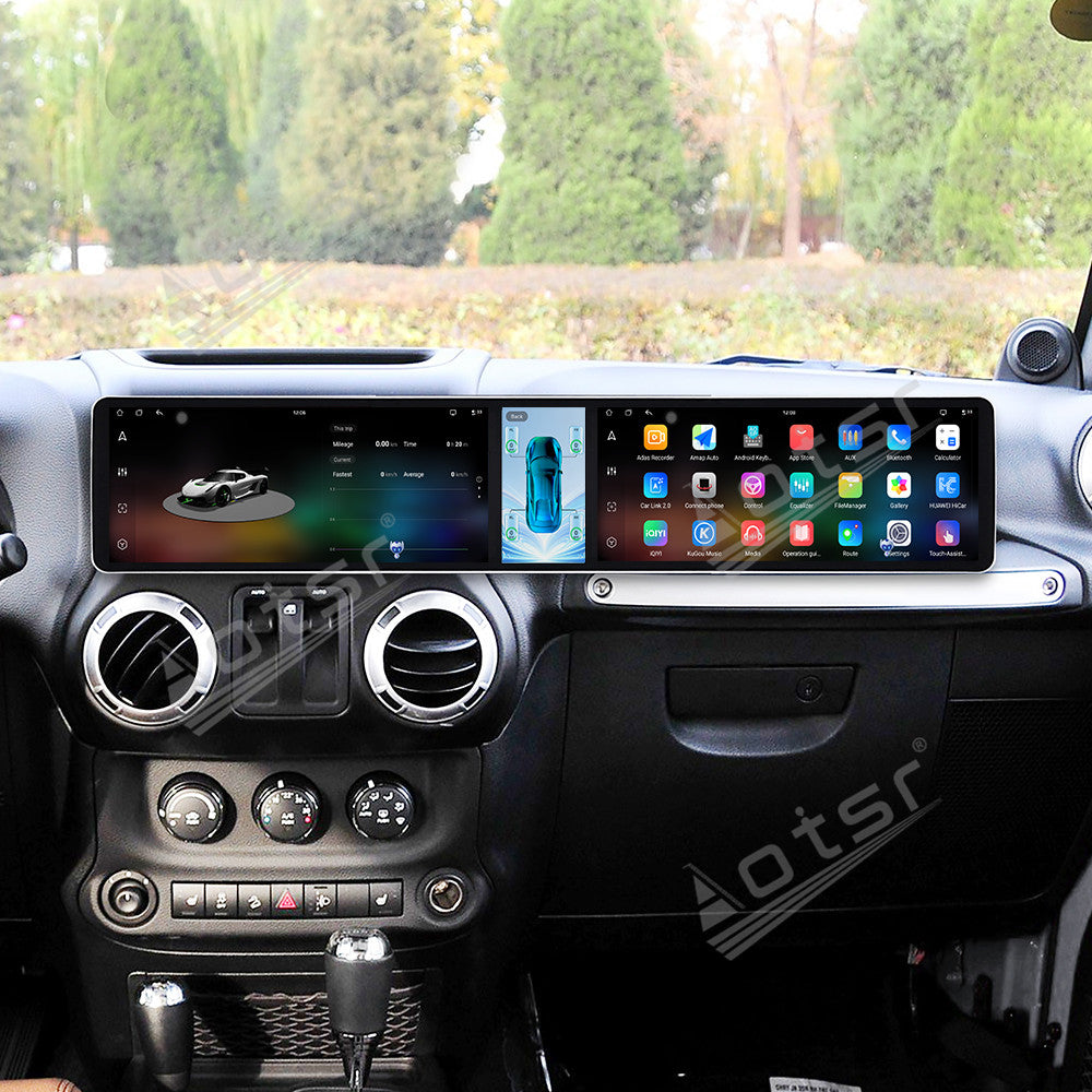 Aotsr Dual 12.3 inch Car Radio For Jeep Wrangler Unlimited 2004-2017 with 7870 Octa Core Chip Ultra HD 2400*900 Touch Screen Wireless CarPlay Bluetooth 5.0 GPS Navigation