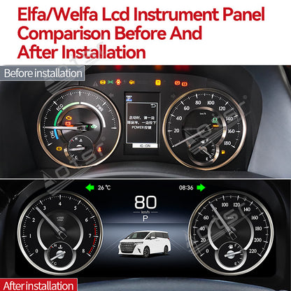 12.3 inch For TOYOTA Alphard 30 A30 Vellfire 2015-2022 Full LCD Digital Cluster Instrument Virtual Cockpit Dashboard Speedometer