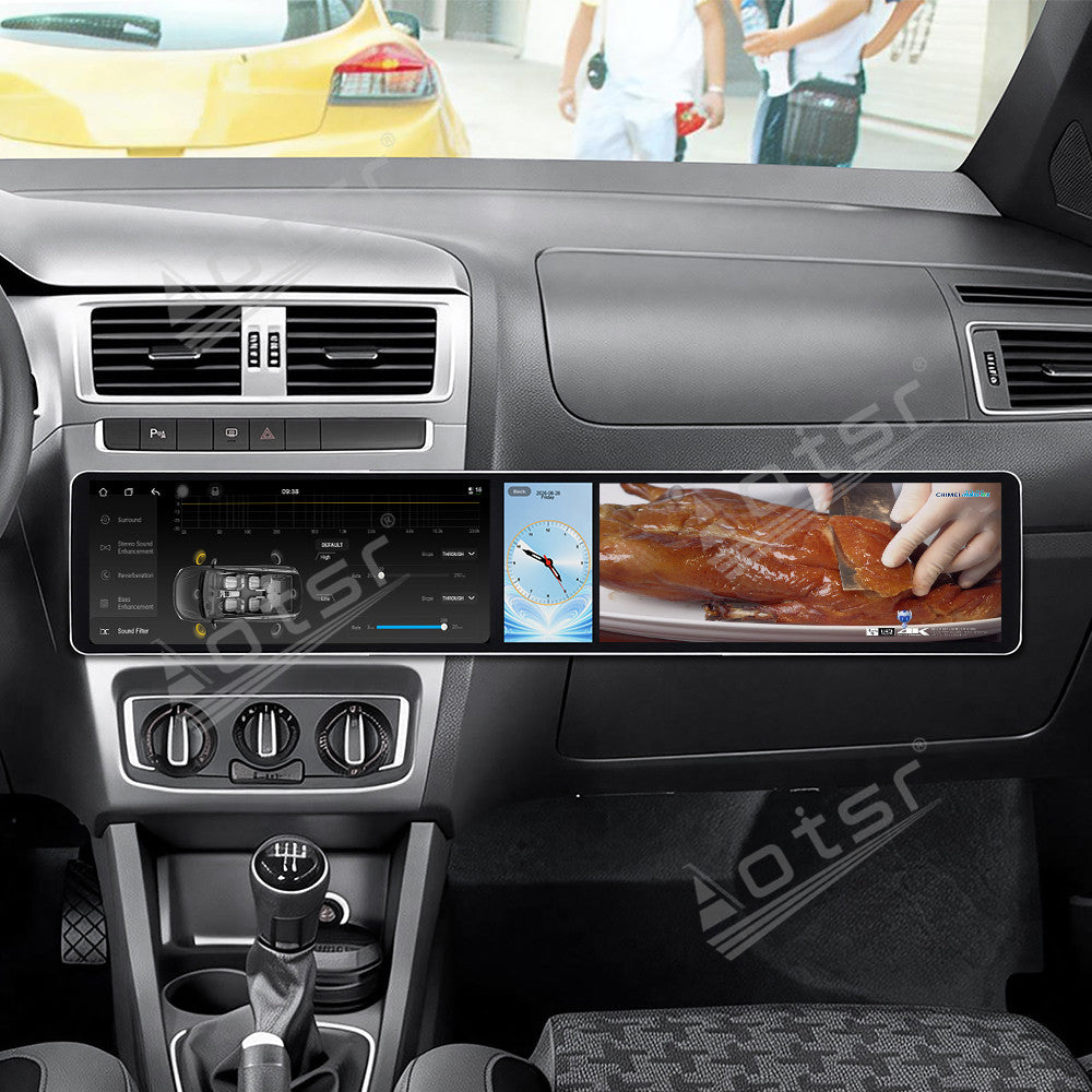 Aotsr Dual 12.3 inch Car Radio for Volkswagen Fox 2014-2018 with 7870 Octa Core Chip Ultra HD 2400*900 Touch Screen Wireless CarPlay Bluetooth 5.0 GPS Navigation 4G Network OEM Upgrade Multimedia System
